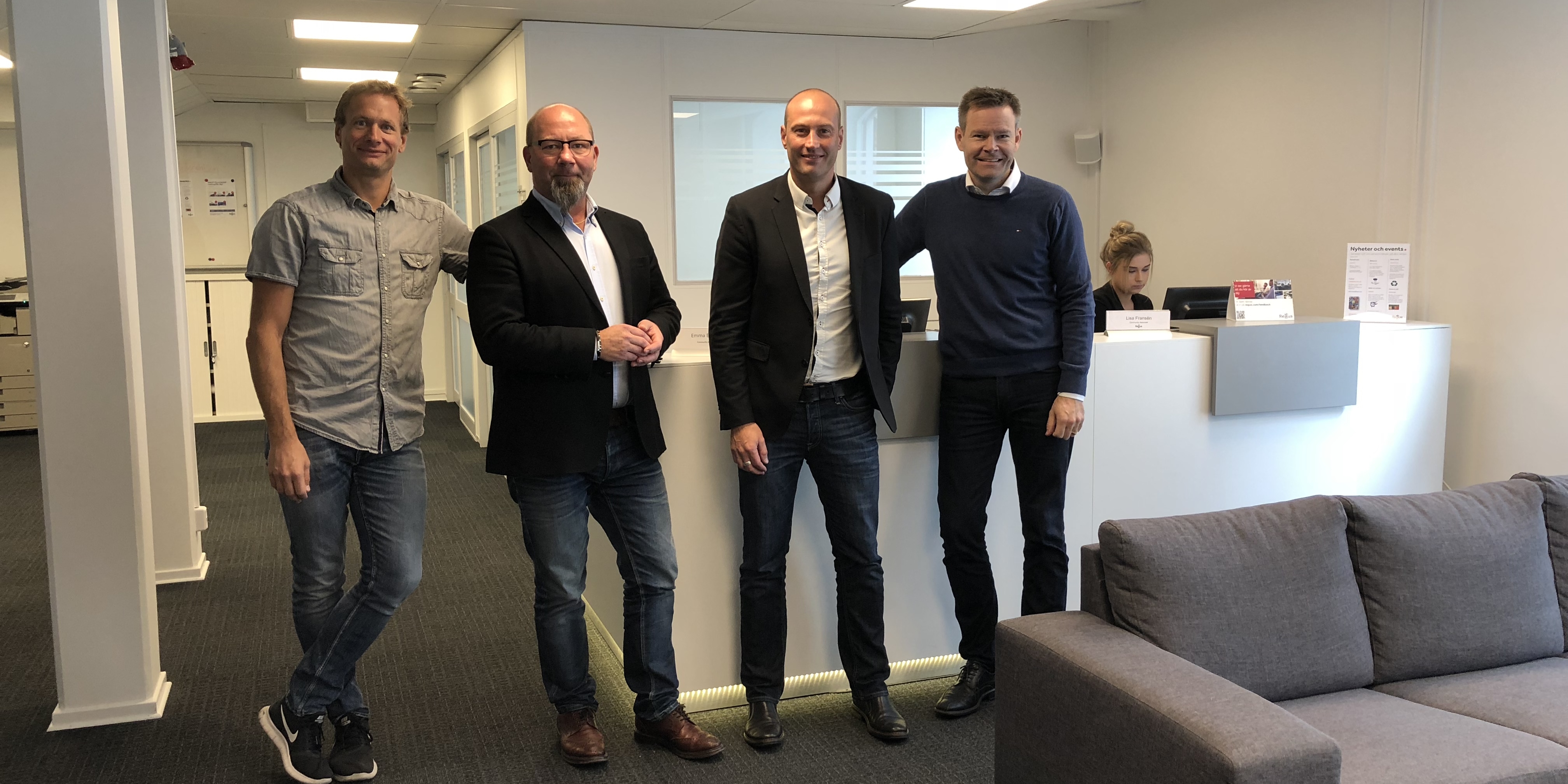Conscia Netsafe på plats i Malmö: Martin Holm, CCIE, Anders Wenneberg, Regionchef, Robert Gustafsson, Försäljningschef och Benny Hansson, Försäljningsansvarig Skåne.