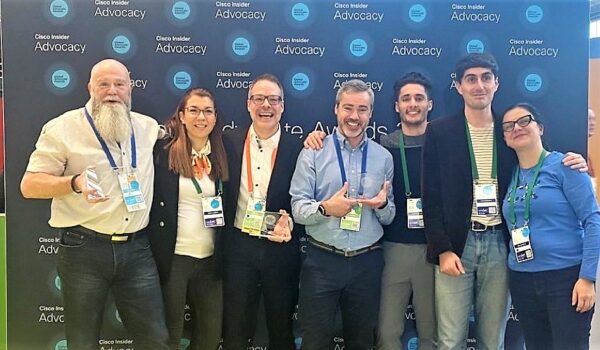 Cisco Insiders at Cisco EMEA Live 2023, fr l: Joacim Wicander, Mirela Zalac, Damian Erni, John Pell, Nic D’Amato, Valerio, Mariley Reinoso Oliver